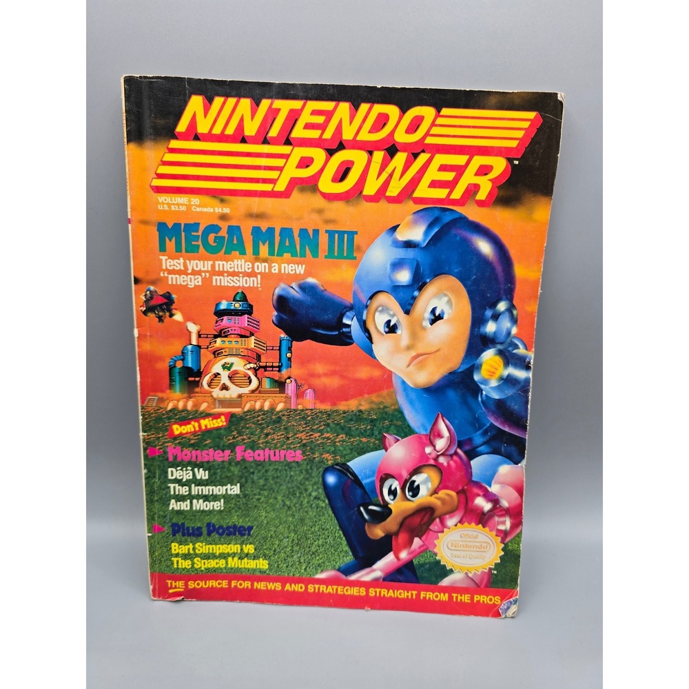 Nintendo Power Magazine Volume 20 Mega Man III January 1991 with Poster NES